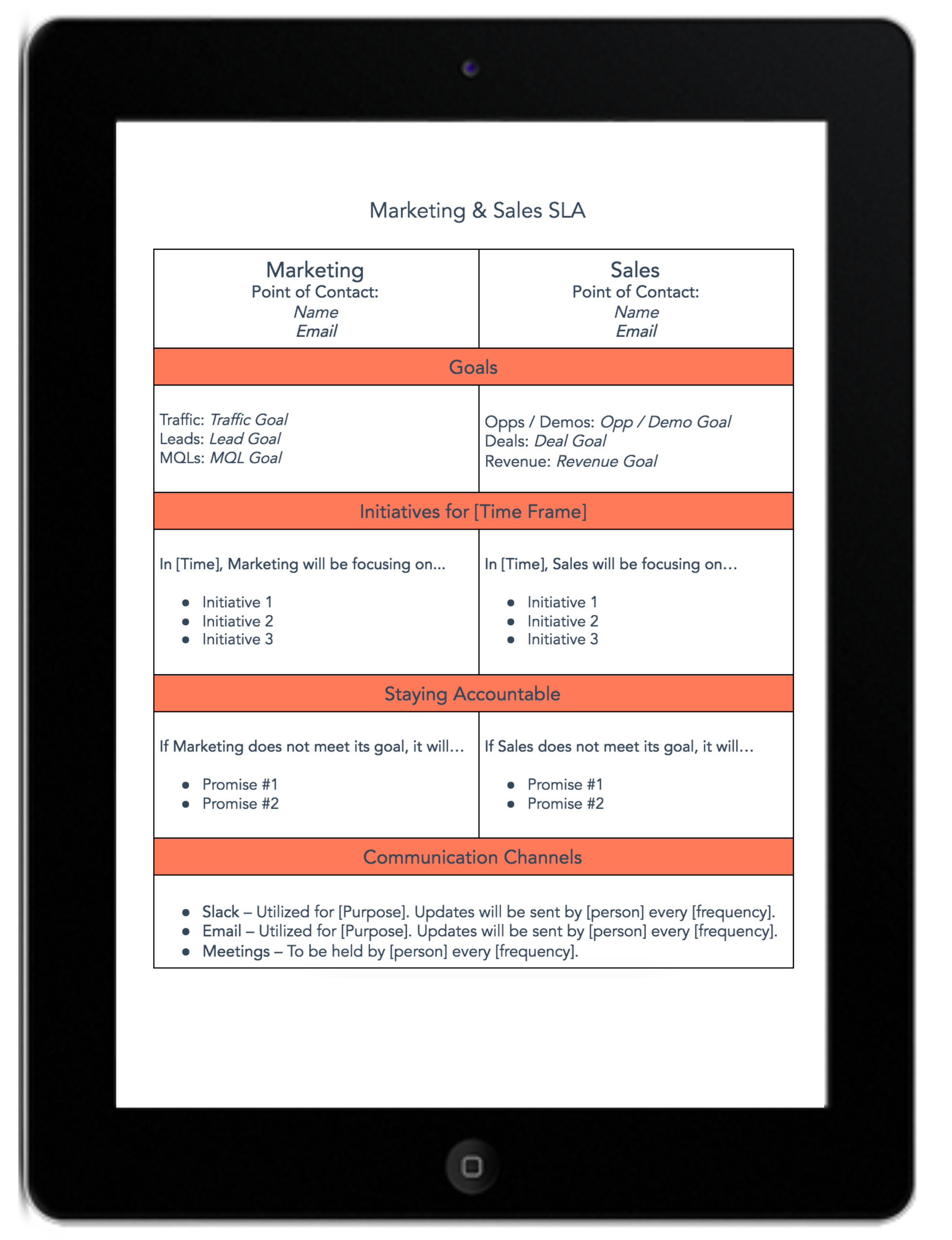 Free SLA Template for Marketing & Sales Download Now